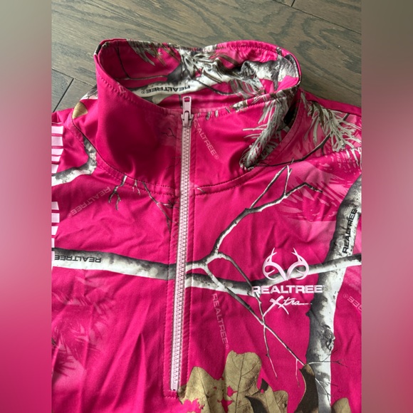 Realtree Women's 1/4 Zip Pullover Shirt Camo Thumbholes Long Sleeve Pink Size XL - Picture 15 of 16